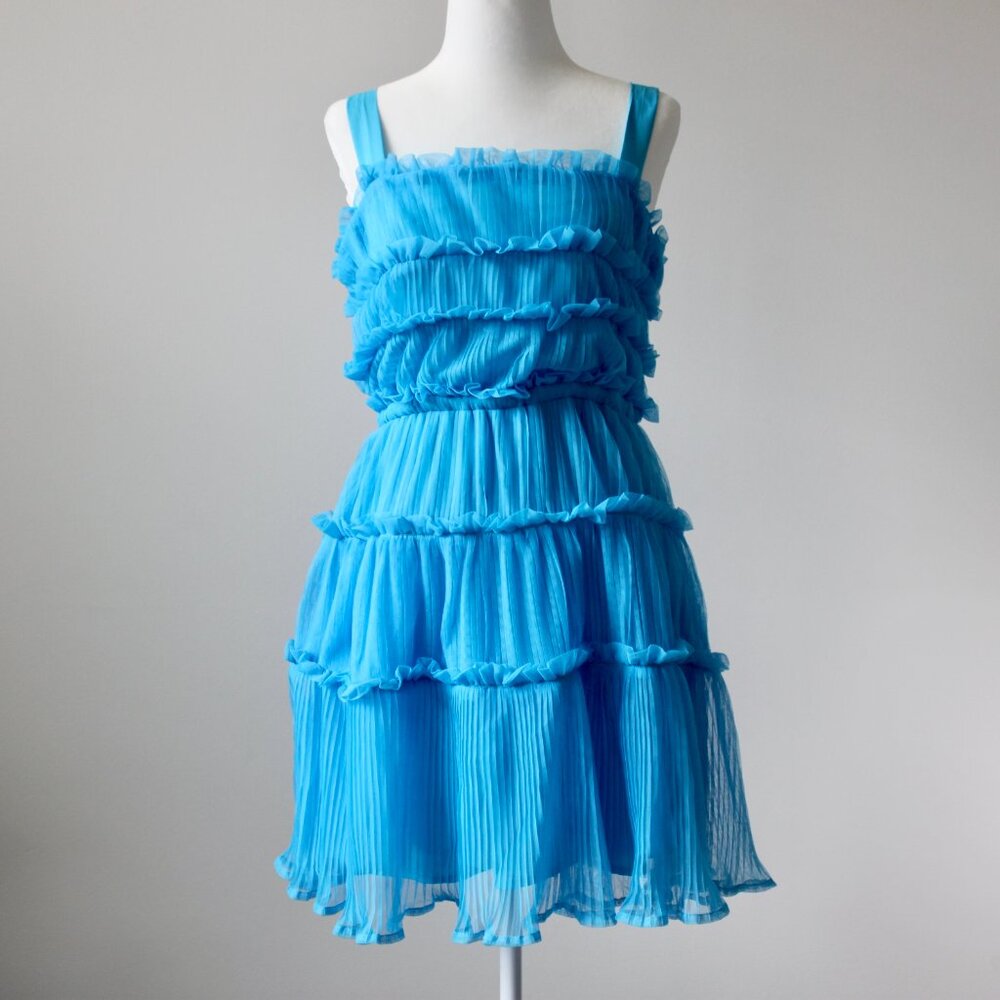 Vestique Electric Blue Ruffle Mini Dress Medium